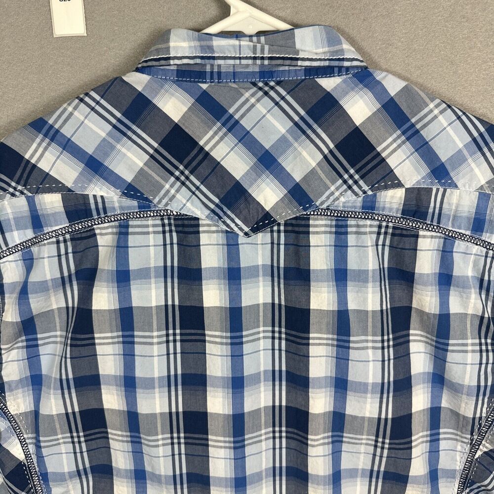 BKE Buckle Shirt Mens X-Large Athletic Fit Pearl Snap Long Sleeve Blue Gray - Picture 8 of 11